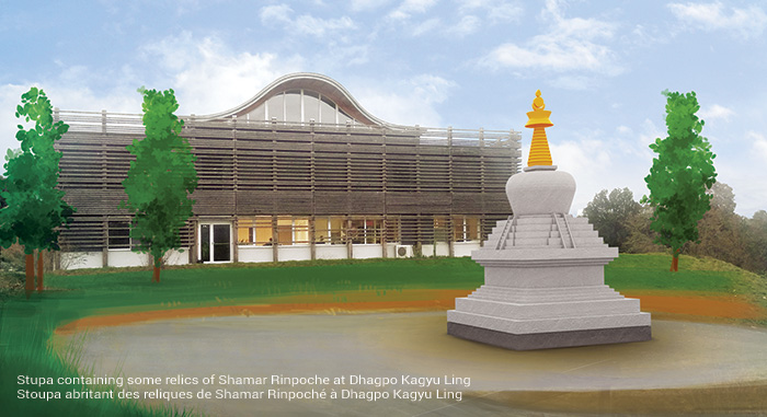 Stoupa abritant des reliques de Shamar Rinpoché à Dhagpo Kagyu Ling