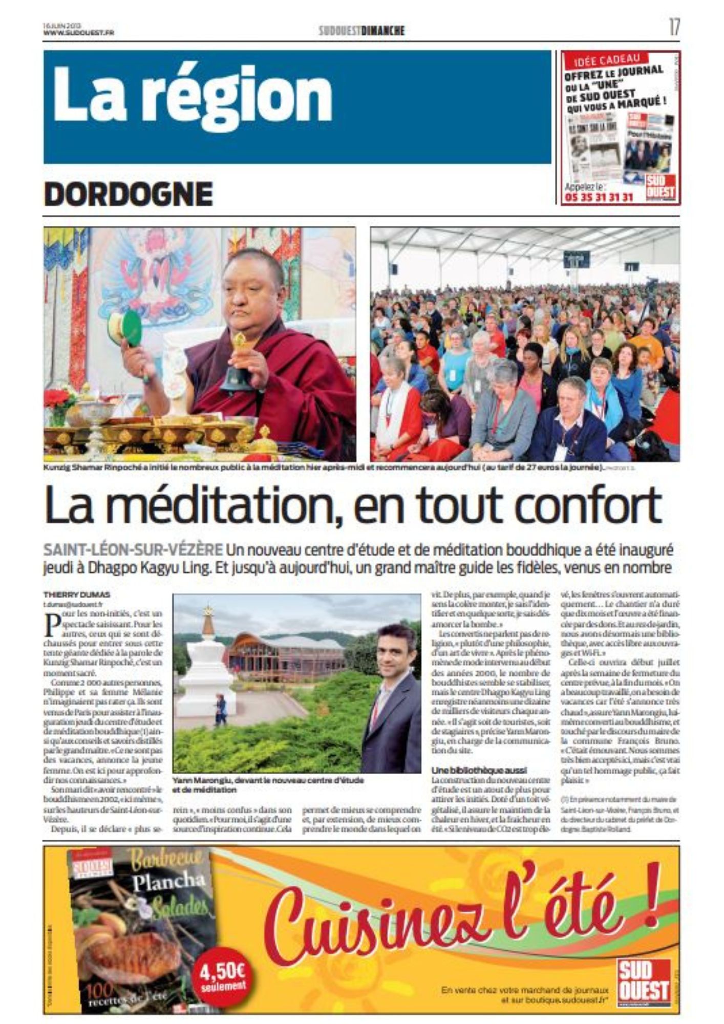 2013_06_16_Sud-Ouest_méditation-tout-confort Sud Ouest 2013