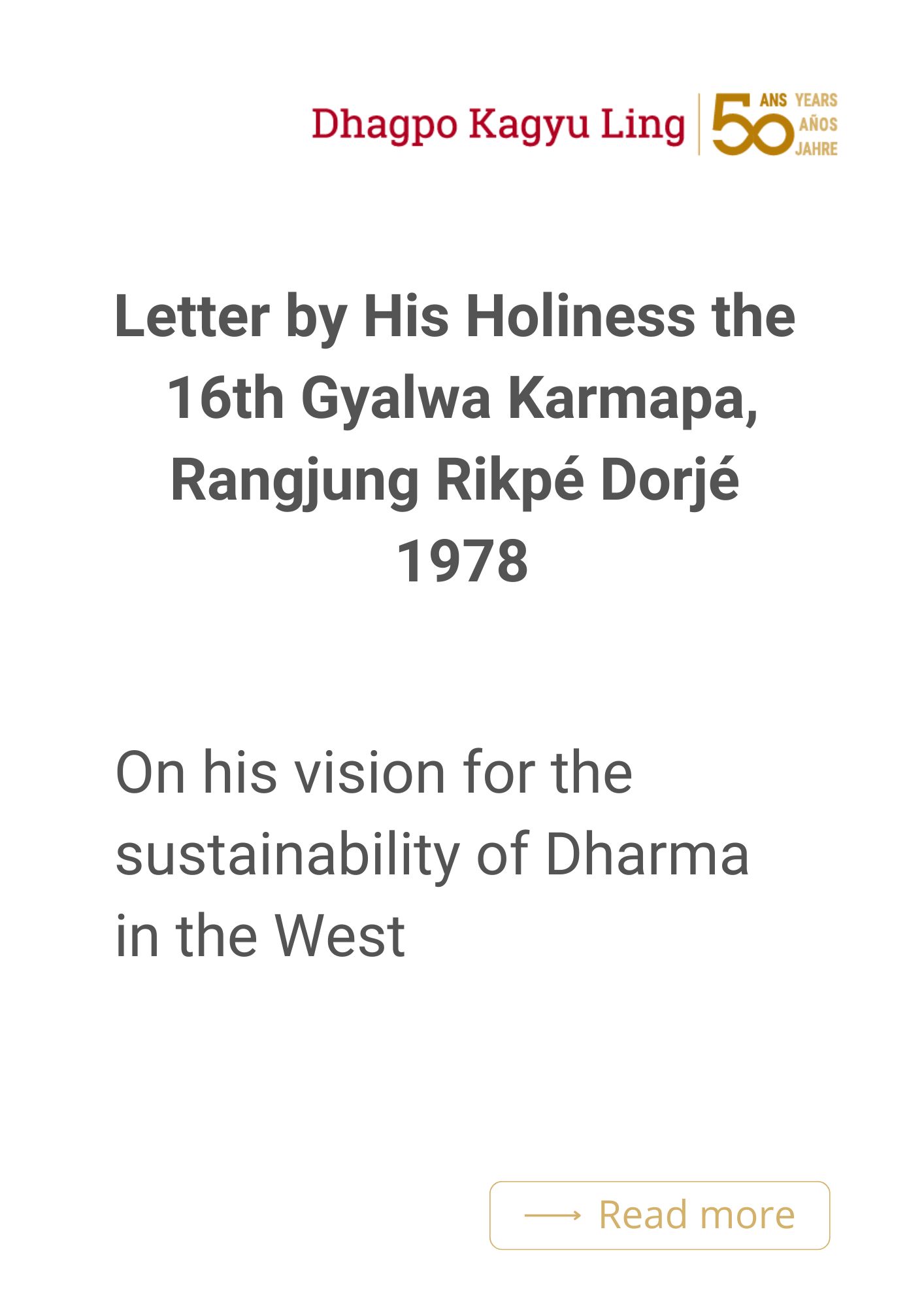 1978_Lettre_XVI_Gyalwa Karmapa_EN Avril 1990 : Künzik Shamarpa enseigne le Dawé Özer, traité sur la méditation du Mahamudra