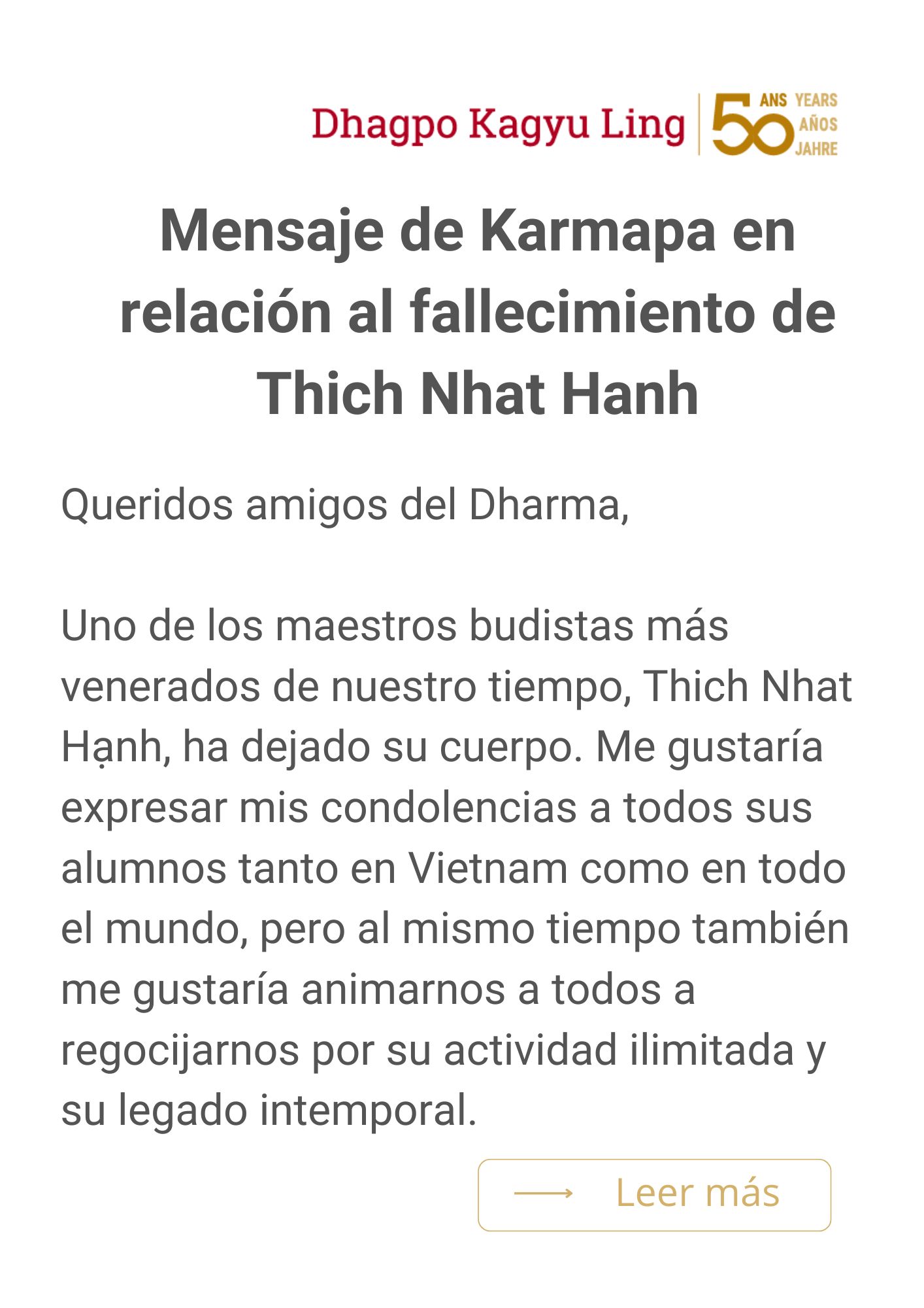 ES_Intro_Message Karmapa decé Thich Nhat Hanh Karmapa annonce parinirvana Künzik Shamarpa